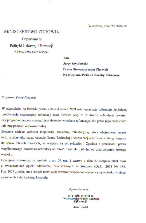 Odpowiedź Ministra